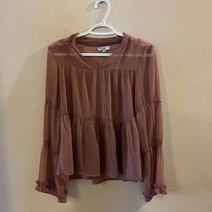 Pink Sheer Blouse with sewed-inside Tank Top